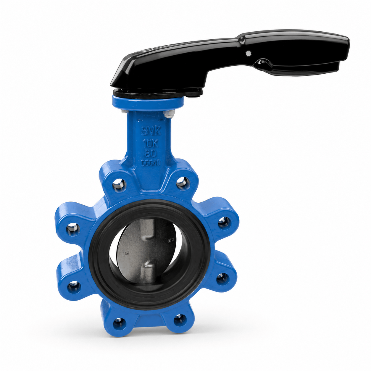 Blue butterfly valve with lever