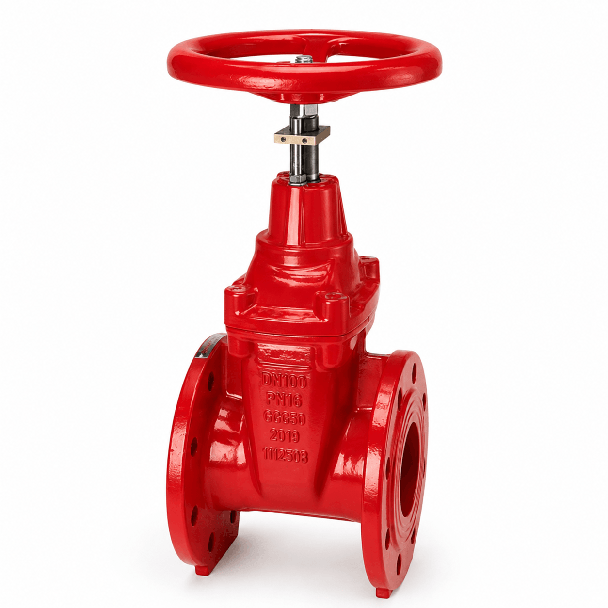 Red flanged gate valve